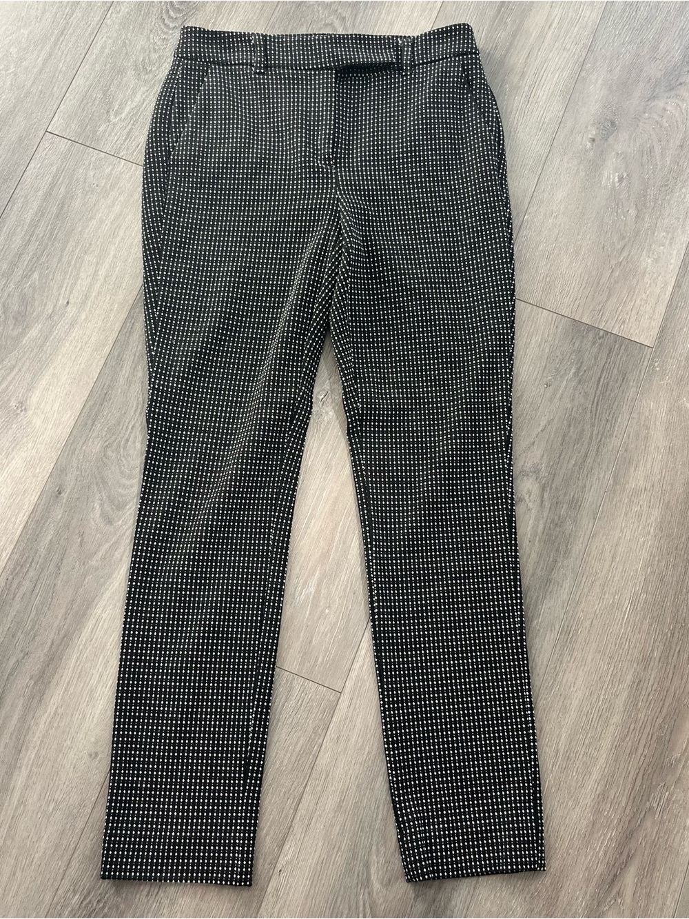 White House Black Market The Slim Ankle Pants Black White Stretch Size 00